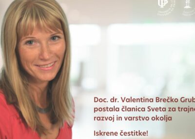 Doc. dr. Valentina Brečko Grubar postala članica Sveta za trajnostni razvoj in varstvo okolja