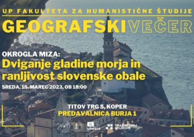 Geografski večer: Dviganje gladine morja in ranljivost slovenske obale