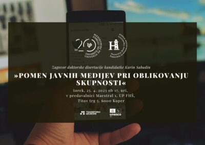Vabilo na zagovor doktorske disertacije kandidatke Karin Sabadin