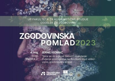 Zgodovinska pomlad 2023: Predstavitev knjige Jerneja Komaca