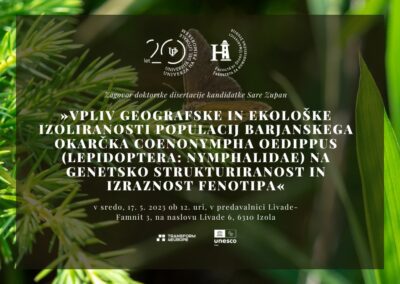 Vabilo na zagovor doktorske disertacije kandidatke Sare Zupan