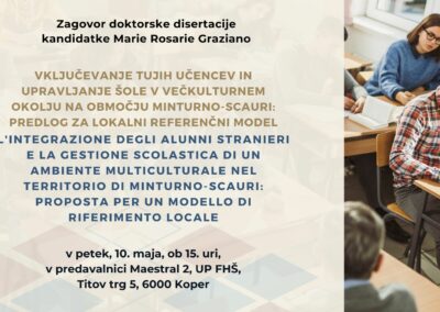Vabilo na zagovor doktorske disertacije kandidatke Marie Rosarie Graziano