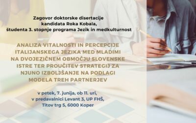 Vabilo na zagovor doktorske disertacije kandidata Roka Kobala