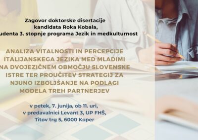 Vabilo na zagovor doktorske disertacije kandidata Roka Kobala