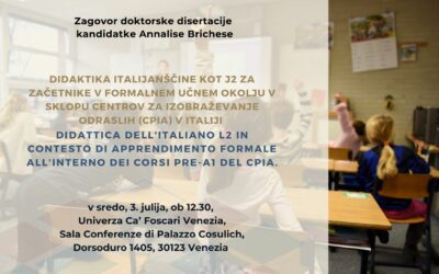 Vabilo na zagovor doktorske disertacije kandidatke Annalise Brichese