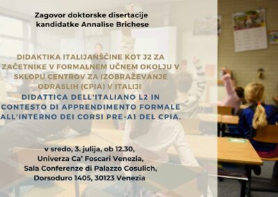 Vabilo na zagovor doktorske disertacije kandidatke Annalise Brichese