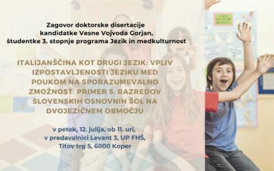 Vabilo na zagovor doktorske disertacije kandidatke Vesna Vojvoda Gorjan