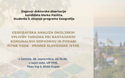 Vabilo na zagovor doktorske disertacije kandidata Marka Pavliča