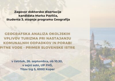 Vabilo na zagovor doktorske disertacije kandidata Marka Pavliča
