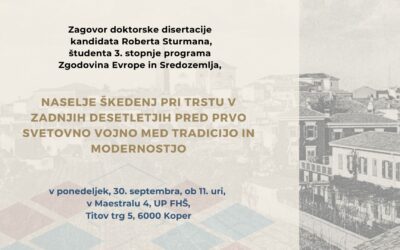 Vabilo na zagovor doktorske disertacije kandidata Roberta Sturmana