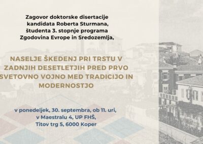 Vabilo na zagovor doktorske disertacije kandidata Roberta Sturmana