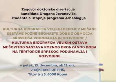 Vabilo na zagovor doktorske disertacije kandidata Dragana Jovanovića