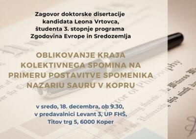 Vabilo na zagovor doktorske disertacije kandidata Leona Vrtovca