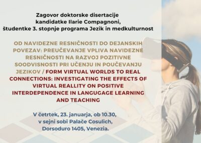 Vabilo na zagovor doktorske disertacije kandidatke Ilarie Compagnoni