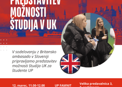 Predstavitev možnosti študija v VB s strani Britanske ambasade v Sloveniji