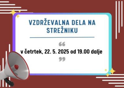 Obvestilo o začasni nedostopnosti spletne strani