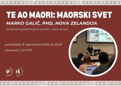 Lezione simulata di Marko Galič, PhD, Nova Zelandija