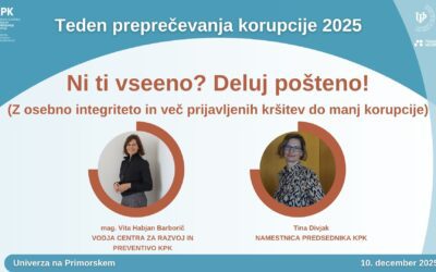 NI TI VSEENO? DELUJ POŠTENO! – ŠTUDENTSKI DAN V OKVIRU TEDNA PREPREČEVANJA KORUPCIJE