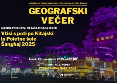 Geografski večer: Vtisi s poti po Kitajski in Poletne šole Šanghaj 2025