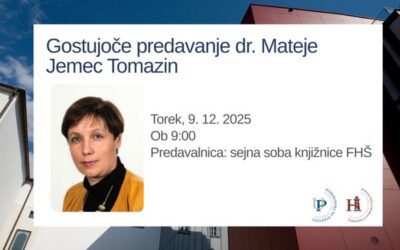Gostujoče predavanje dr. Mateje Jemec Tomazin