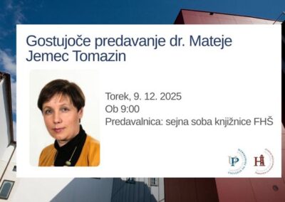 Gostujoče predavanje dr. Mateje Jemec Tomazin