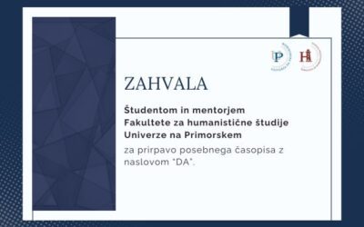 Zahvala študentom in mentorjem Fakultete za humanistične študije Univerze na Primorskem