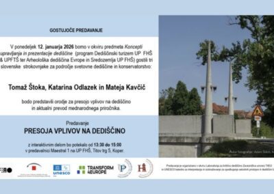 Gostujoče predavanje Presoja vplivov na dediščino, 12. 1. 2026