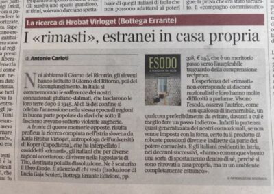 Knjiga prof. dr. Katje Hrobat Virloget objavljena v najpomembnejšem italijanskem časopisu