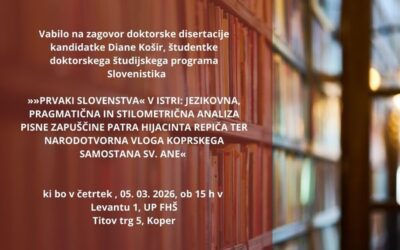 Zagovor doktorske disertacije Diane Košir                 