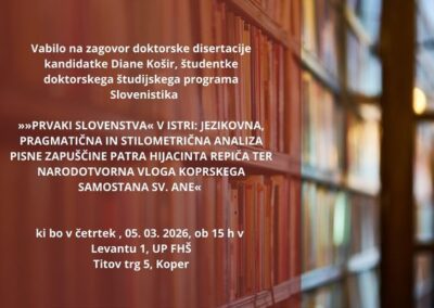 Zagovor doktorske disertacije Diane Košir