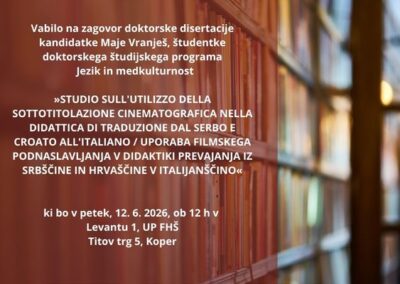 Defence of the doctoral dissertation of Maje Vranješ